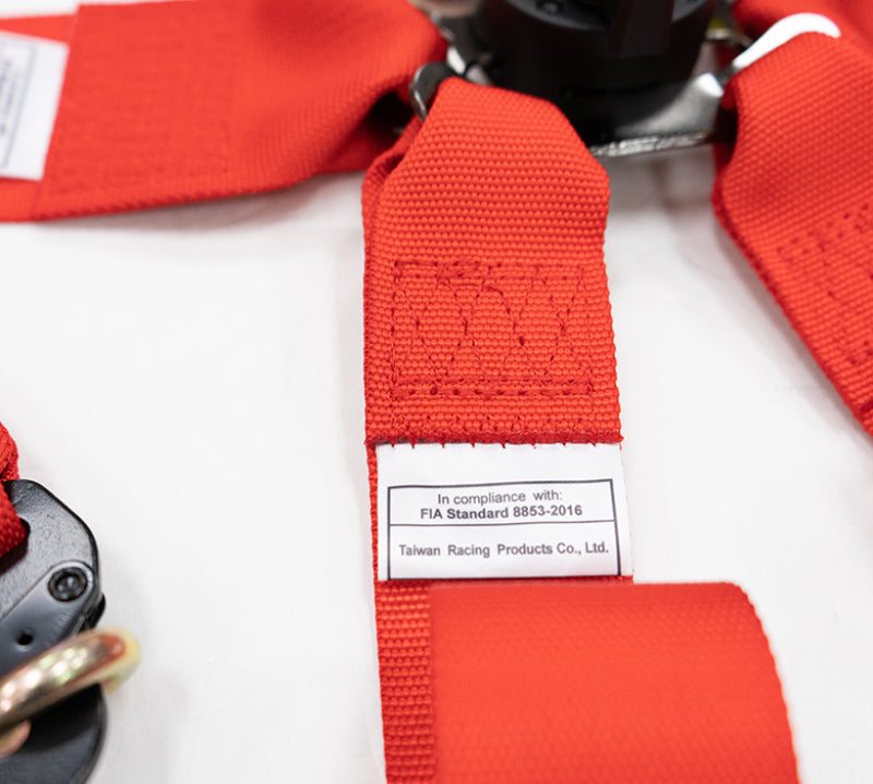 NRG FIA 6pt 2in. Shoulder Belt for HANS Device/ Rotary Cam Lock Buckle/ 3in. Waist Belt - Red
