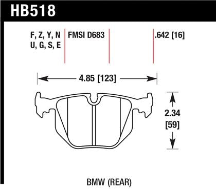 Hawk E46 BMW 330 DTC-60 Race Rear Brake Pads