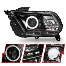 Load image into Gallery viewer, ANZO 2010-2014 Ford Mustang Projector Headlights w/ Halo Black (CCFL)