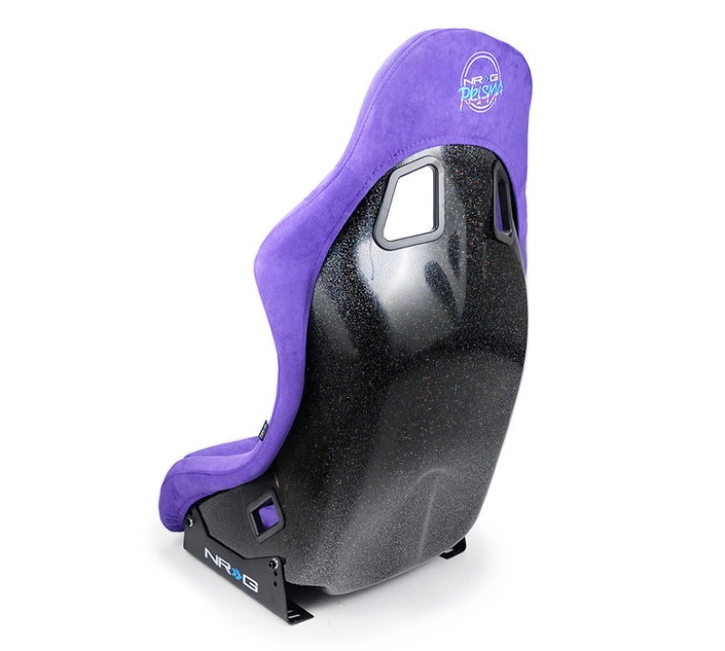 NRG FRP Bucket Seat PRISMA Edition w/ Pearlized Back Purple Alcantara - Medium