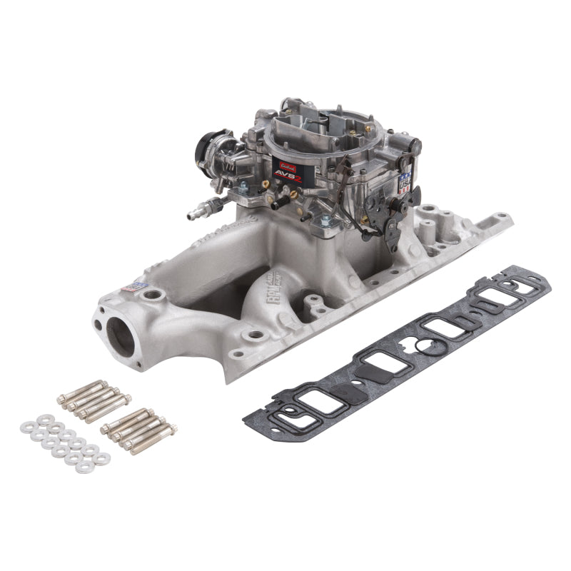 Edelbrock Manifold And Carb Kit Performer RPM Air-Gap Small Block Ford 289-302 Natural Finish